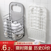 Foldable dirty clothes basket plastic non-perforated clothes storage basket wall hanging home dirty clothes basket laundry basket