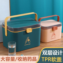 Uth Home Home Dress Rescue Emergency Medicine Box Plastic Portable Hand Double Decker Medicine Classified Containing Box Kit Medicine Box