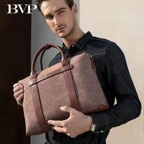 BVP cowhide Hand bag mens business briefcase new leisure large capacity official travel bag Horizontal Mens bag