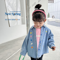 Girl Denim Shirt Spring Autumn Season New Children Trendy Casual Jacket Tide Baby Han Version Foreign Air Blouse Child Clothing