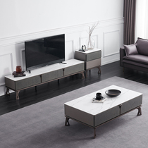 Coffee table TV cabinet combination Nordic simple modern home living room light luxury floor cabinet TV cabinet Fire Stone coffee table