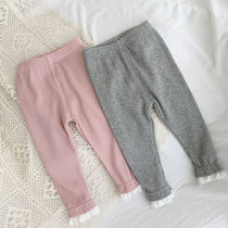 Girls bottom pants spring and autumn slim outside wearing baby baby lace pants Childrens children Autumn and trousers pure cotton female