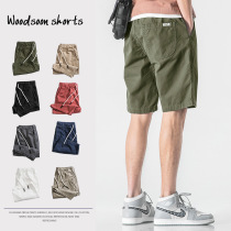 Summer thin shorts mens cotton loose casual five-point pants Sports solid color straight pants wear beach pants