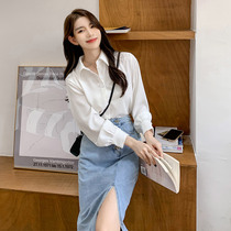 Early autumn 2021 New chiffon white shirt spring and autumn womens long sleeve design sense niche shirt