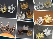 Childrens birthday cake decoration fittings Crown gold silver drill pearl crown baking accessories