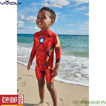 Spot NEXT childrens long-sleeved sunscreen one-piece swimsuit 22 summer boy Bao Iron Man beach sunscreen (March-8 years old)