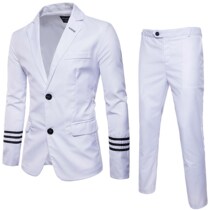 Black and white contrast trend space Dance suit suit suit big size fat best man wedding dress host captain suit