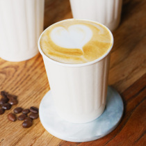 Coffee Cup disposable pure white fine lattice thickened export high quality heat-resistant outer belt paper cup can be customized printing