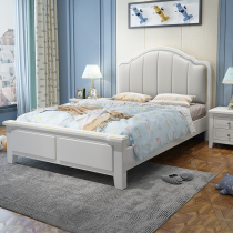 Bed Modern simple white solid wood bed 1 2m1 35 single small apartment light luxury style 1 8 meters simple European double bed