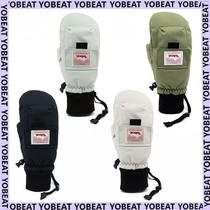 2021YOBEAT Korean ski gloves with no finger male pockets Women with cotton warm and waterproof white grey wear