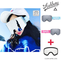 Send lenses]ASHBURY Korean ski goggles mens and womens display version of the large lens face small black pants 2