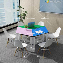 Mobile hexagon splicing table student activity classroom table and chair hexagonal training meeting trapezoidal table cram school desk