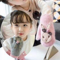Childrens gloves winter girls keep warm and velvet cute women autumn and winter children even fingers autumn and winter boys baby gloves winter