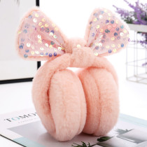 Childrens earmuffs warm female winter cute sequins ear cover ear cover ear warm foldable thick plush earmuffs