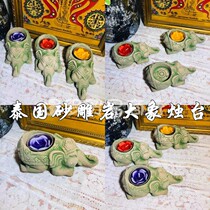 Thailands new Buddha brand sandstone hand carved elephant Candlestick lamp holder hot sale recommended popular popular models shocked low price