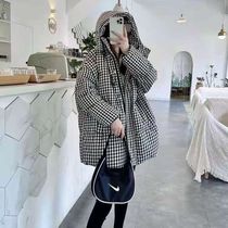 Winter clothing pregnant women down cotton clothing Tide brand plaid loose thickening pregnant womens cotton coat warm cotton jacket bread winter