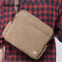 Troopmens shoulder bag multi-function oblique cross canvas bag crossbody casual mens bag multi-plug bag tide bag horizontal section