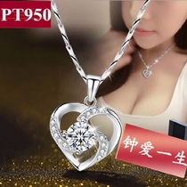 Chow Tai Fook PT950 Platinum Necklace Female Platinum choker Diamond Pendant for Valentines Day Birthday Gift