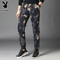 Playboy Camouflage Down Pants Mens Winter Pants High Street American Style Warm Leg Pants Thickened Duck Down Casual Pants