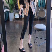 Sashimi small straight cylinder side zipped women 90% pants high waist display slim summer outwear Eurostock Bottom Women Thin style casual pants