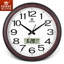 Bawang clock Chinese living room wall clock creative simple European wood grain electronic clock Chinese style mute quartz clock