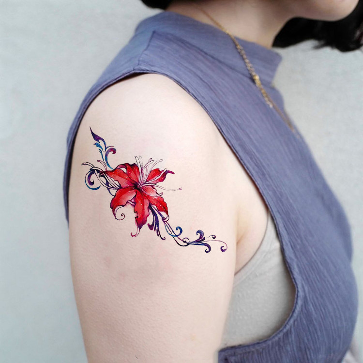 The other side of the flower tattoo paste waterproof female durable sexy Manzhu Shahua hell girl collarbone ankle leg simulation sticker