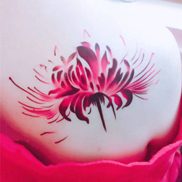 Tattoo waterproof girl ancient wind on the other side of the flower Manzhu Shahua collarbone beautiful net red sticker belly