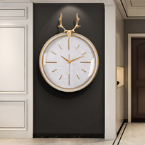 Nordic modern deer head wall clock living room household light luxury personality clock Simple fashion creative mute quartz clock