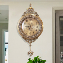 Living room creative silent wall clock home American quartz clock European metal clock modern large decorative wall watch