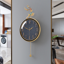 Modern light luxury living room wall clock New Chinese style watch fashion creative Nordic home clock simple fashion wall watch