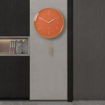 Modern minimalist decorative wall clock living room swing silent clock light luxury wall clock jewelry metal creative quartz clock