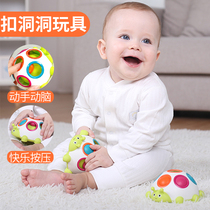 Baby buckle hole hole toy Early education Bite baby grip training board Touch hand grip ball 6-12 months puzzle