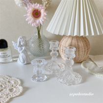 ins European crystal relief glass candlestick Creative home decoration Scented candle candlestick decoration net red
