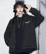 ICEREVERIE Spring & Autumn Lapel Waterproof Versatile Jacket Couples Mens and Womens Casual Loose Basic Coach Jacket