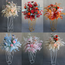 New wedding wedding hall wrought iron flower table flower flower art Road lead flower pot flower floor row flower corner flower props decoration