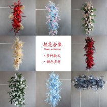 New wedding hall wedding floral flower set silk flower background hanging flower road guide flower potted flower flower row flower flower props