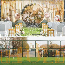 Wedding new Chinese wrought iron arches Qimeng screen Lantern Road lead Chinese style wedding stage background decoration ornaments
