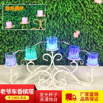 Induction wine tower wedding props New Butterfly Love flower classic car Candlestick candle dual-purpose induction champagne tower