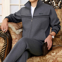 Middle-aged sports suit mens pure cotton spring and autumn dad autumn shipment sports clothing two-piece suit for the elderly leisure sportswear summer