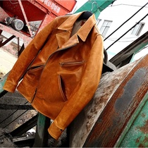 Really welfare no routine play cut batik calfskin 1920s Japanese Kachi leather clothing mens leather jacket