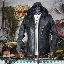 Outdoor camouflage classic hooded medium-long Italian customer lamb head layer sheepskin leather jacket hunting outfit