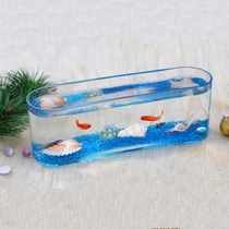 Thick-walled crystal glass rectangular fish tank Ecological goldfish tank Fashion creative ornamental integrated flat fish tank small shrimp tank