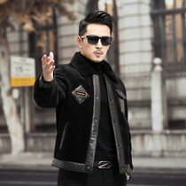 New Haining fur fur and fur integrated mens wool cut mens motorcycle sheep leather leather jacket short coat tide