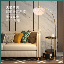  Floor lamp Living room sofa side coffee table shelf Net red feather lamp Nordic minimalist light luxury bedroom vertical table lamp