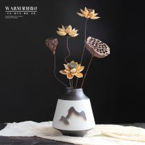 New Chinese dried flower bouquet decoration decoration Living room decoration Home vase flower arrangement Dining table Entrance Zen lotus flower