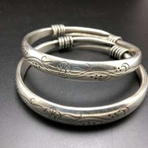 Antique collection old silver bracelet Pisces national style silver ornaments 925 silver old objects push-pull silver bracelet womens pair