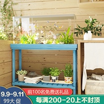 Anti-corrosion Wood fish cylinder frame solid wood living room load-bearing base bracket multi-layer flower stand integrated custom-made shelf for Fish Tank