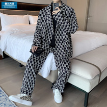 Loose casual suit suit men Spring and Autumn Korean fashion fashion oversize on clothes personality print suit pants