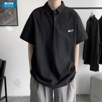 Simple logo short-sleeved polo shirt mens summer ins couple T-shirt top 2021 new trend loose half-sleeve men