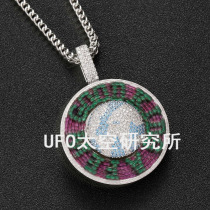 Ma Siweis same AFGK rotatable earth pendant European and American hip hop necklace micro-set zircon trend sweatshirt chain